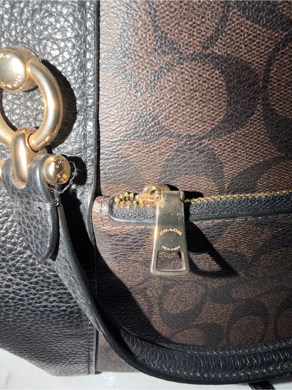 Coach Two-Tone Brown and Black Signature Satchel with Gold Hardware - Picture 11 of 11